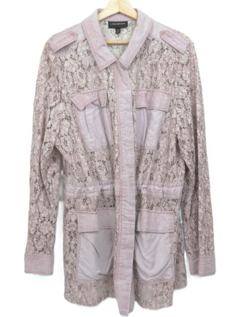 Lane Bryant Women’s PLUS Size 18/20 Anorak Utility Jacket Crochet Lace Shacket